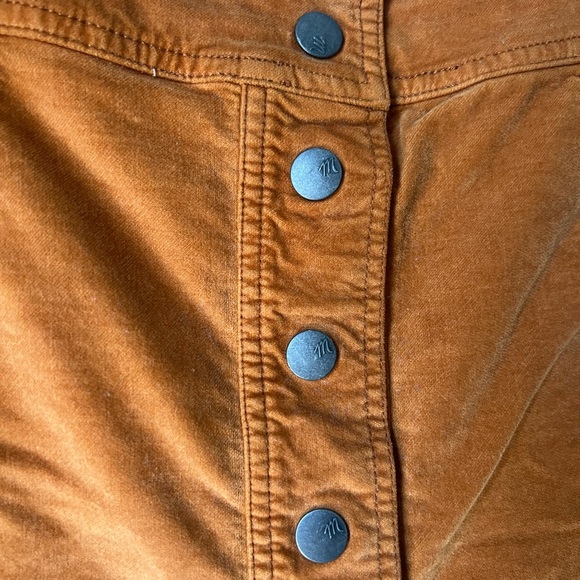 Madewell 🧡🍊 Orange Velveteen Button Front Skirt - Picture 8 of 13